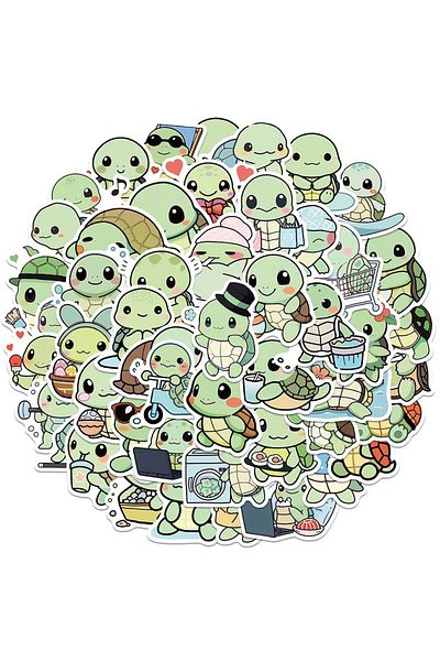 Choice 50pcs 10/30/50pcs Kawaii Turtle Cartoon Stickers Waterproof Graffiti Phone Cup Laptop Cute Kids Diy