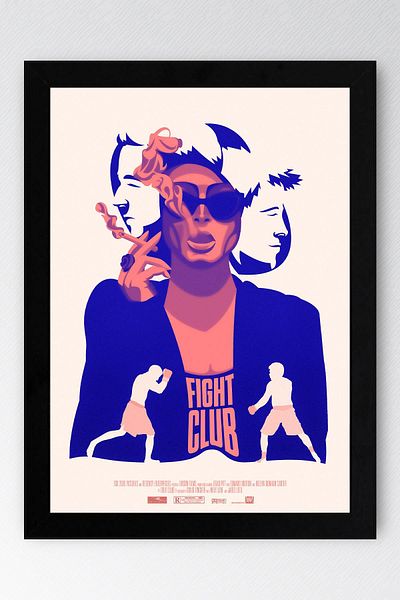 Saturn Fight Club Framed Painting - Fight Club Movie Poster Painting