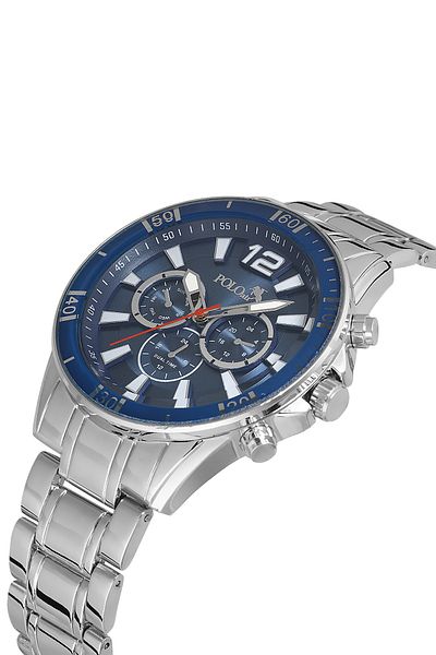 Polo Air Luxury Metal Men's Wrist Watch Silver Navy Blue Color Pl-0971E2X