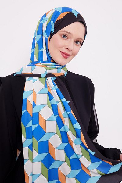 Levidor Black Geometric Pattern Club Shawl