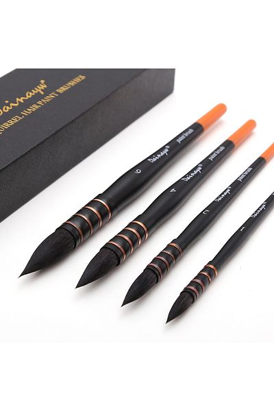 dainayw 4 Brushes Squirrel Hair &Horse Hair Art Painting Brushes Artistic Watercolor Brush Set fo...
