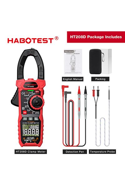 Choice Ht208d Habotest Ht208 Digital Clamp Meter 1000a 1000v Multimeter Ac Dc True Rms Amperimetrica Capaci