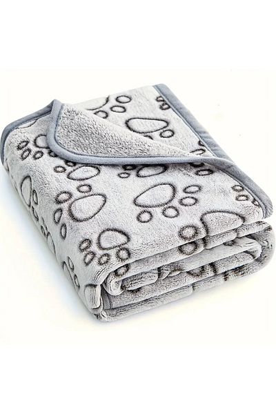 DUTRIEUX 40x60cm Gray Soft Fluffy High Quality Pet Blanket Cute Cartoon Pattern Pet Mat Warm And Comfortable