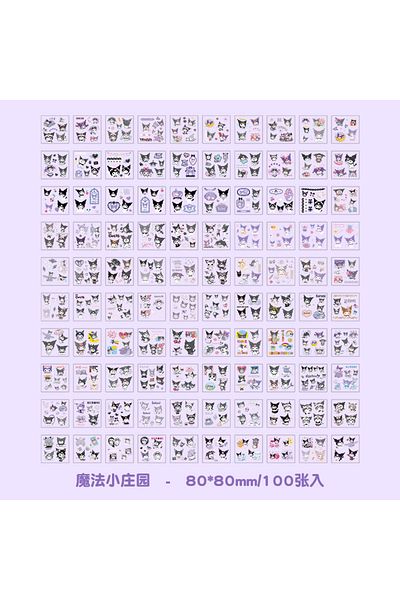 Choice 1box Kuromi 100pcs/boxs Kawaii Cartoon Kuromi Children's Stickers Cute Melody Cinnamoroll Cartoon As
