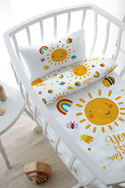 Tuğba Kuğu Park Yatak Nevresim Takımı (80x120) - For Baby Serisi - Gülen Pastel Güneş