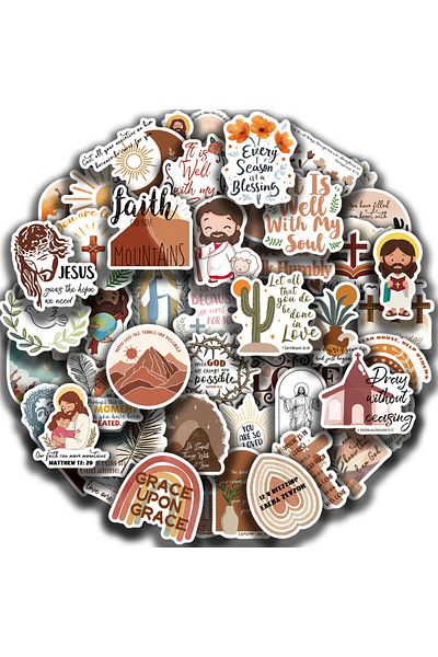 Choice 50pcs All 50pcs Bible Religious Stickers Diy Diary Laptop Luggage Skateboard Graffiti Decals Fun Chi