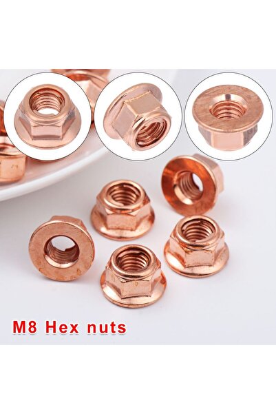Choice 12 قطعة صامولة مشعب العادم النحاسية M8 مقاس 8 مم صامولة مقاومة للحرارة العالية