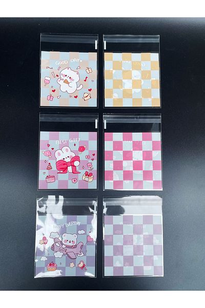 Choice 7x7cm Other Multi 100pcs Cute Kitten Bunny Print Opp Bag, Small Plane Pattern Gift Candy Decorative