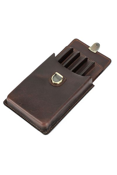 CONTACTS FAMILY Coffee-5slots Handmade Genuine Leather Fountain Pen Case 3/5 Slots Fountain Pencil O