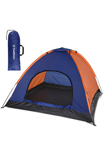 TOMSHOO خيمة تخييم زرقاء برتقالية تتسع من 3 إلى 4 أشخاص، خيمة خارجية خفيفة ال...