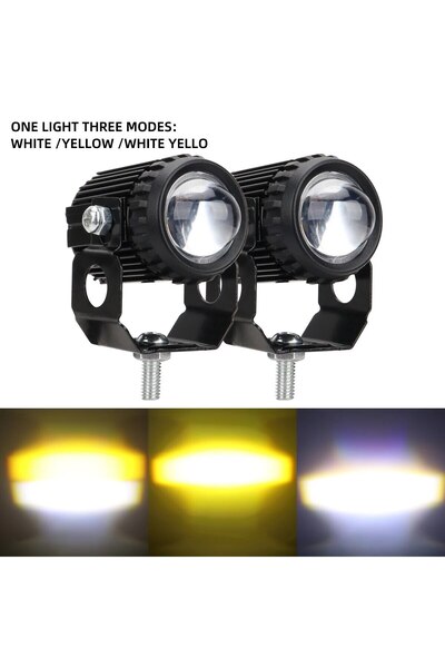 Choice 2PCs Motorcycle LED Lens Spotlight Dual-color High Low Beam External H...
