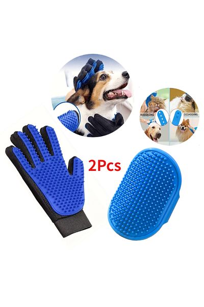 Choice 2pcs 2pcs Pet Grooming Kit For Dog Cat Rabbit Fur Grooming Brush Bath Cleaning Glove De-shedding P