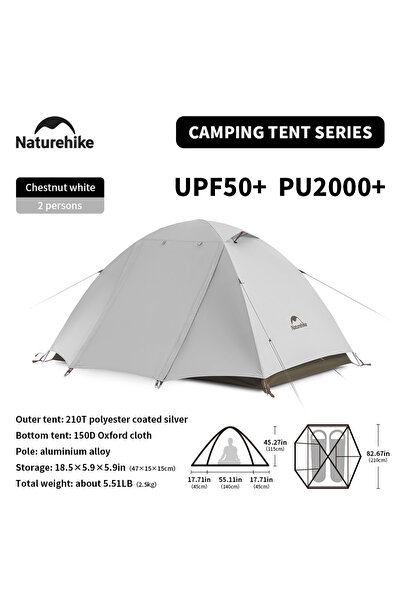 Naturehike خيمة تخييم 2-3 أشخاص مقاومة للماء UPF50+ خيمة تخييم خارجية خفيفة ا...