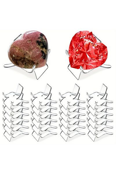 Choice 24pcs 24 Pcs Acrylic Display Stands, Clear Easel Stands Pedestal For Crystal Geodes Rock Mineral Aga