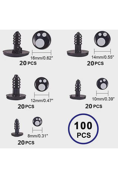 Choice 100Pcs/Box 8-16mm Doll Eyes Cartoon Safety Eyes for Handmade Eyes Doll for Bear Craft Stuffed Toy...