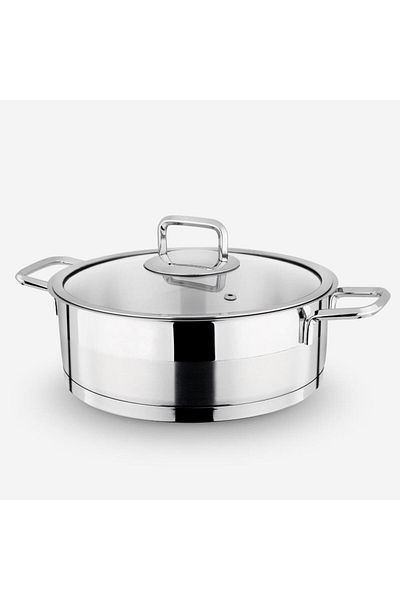 Rossel Premium Lines Silver 24X14 Steel Pot - Silver Handle with Glass Lid C-0012-1