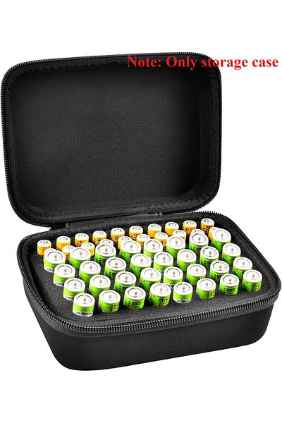 Choice Black Hard Battery Organizer Storage Box Carrying Case Bag - Holds 32 X Aa, 20 X Aaa, Total 52 Batte
