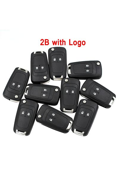 HKOBDII 10PCS/LOT  2 Button Flip Folding Key Shell Case Fob for Chevrolet Aveo Cruze Uncut Blade with Logo