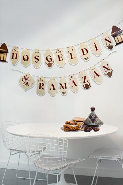 MSticker Hoşgeldin Ya Şehr-i Ramazan Flama Duvar Süsü Ramazan Süsü Hasır İp i...