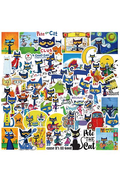 Choice 50pcs All 50pcs Pete Cat Scrapbook Stickers Diy Diary Laptop Luggage Skateboard Graffiti Decal Fun S