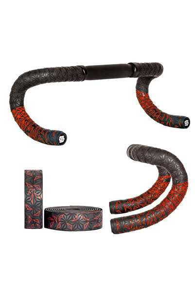 Choice6 Black red Double Color Chrysanthemum Pattern Road Bike Bar Tape Handl...