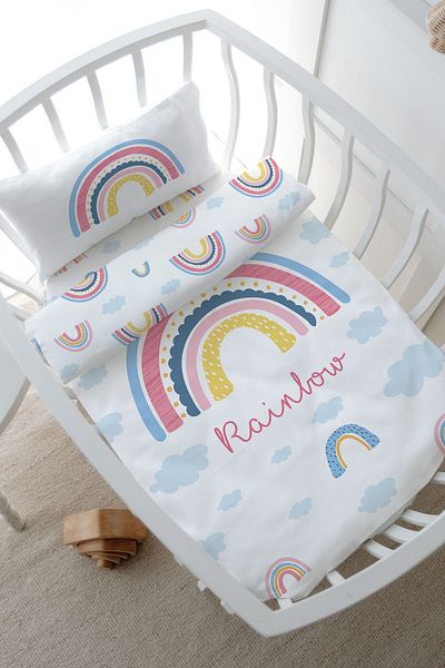 Tuğba Kuğu Park Bed Duvet Cover Set for Baby Series - Pink Rainbow (80X120)