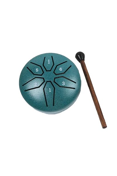 Choice Green 3 Inch 6 Tone Steel Tongue Drum Mini Hand Pan Drums Drumsticks Music Tambourine Drum With Acce