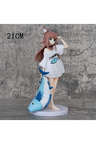 Choice 21cm 14/21cm Golden Head My Cat Is A Kawaii Girl Anime Figure Sakura Soybean Flour Sit And Eat Fish
