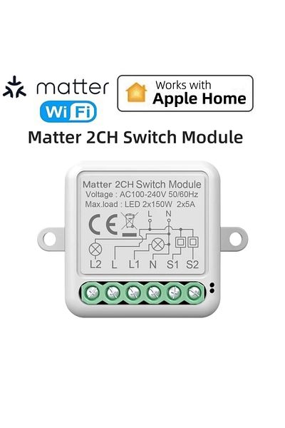 RSH Matter 2 Gang Matter Wifi Smart Switch Module Neutral Wire Required Smart Home Diy Light Breaker Wor