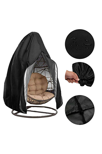 Choice غطاء كرسي معلق أسود مقاس 190 × 115 سم مع سحاب وواقي من أشعة الشمس فوق ...
