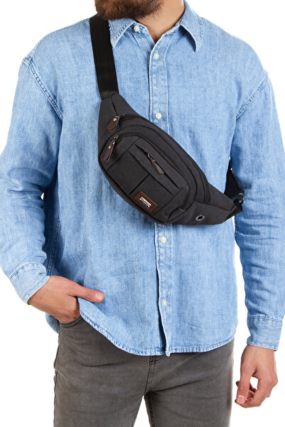 Newish Polo Geantă de piept și de umăr din pânză neagră model 816 - Geantă de...