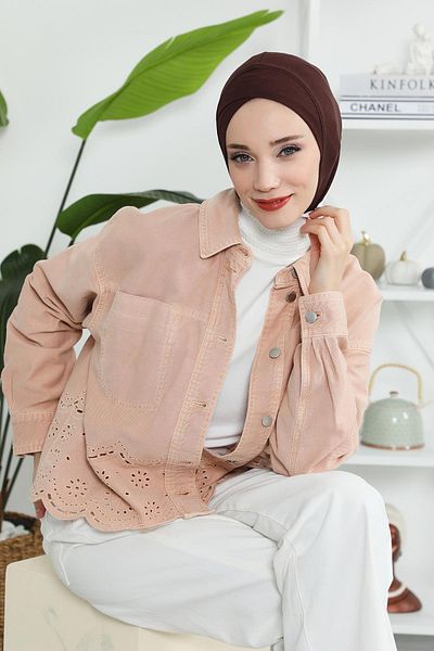 Aisha's Design قبعة من القطن الممشط مع تفاصيل متقاطعة في الأمام، tb-4، tb-4