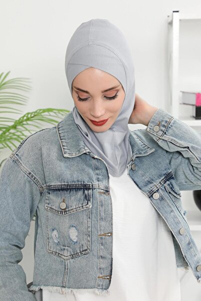 Aisha's Design Combed Cotton Bonnet with Cross Detail on the Front, Tb-4, Tb-4, Gray