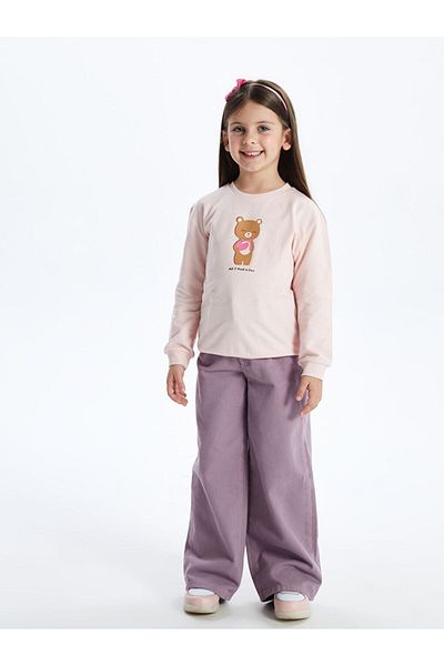 LC Waikiki Crew Neck Long Sleeve Printed Baby Girl Sweatshirt