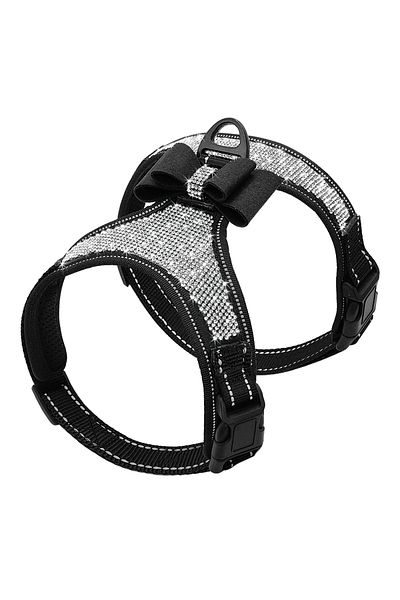 Choice S black Reflective Dog Harness Nylon Pitbull Pug Small Medium Dogs Harnesses Vest Bling Rhinestone B