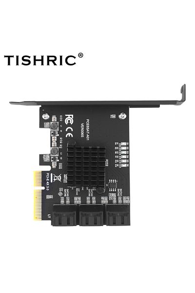 TISHRIC بطاقة توسيع Tsr781 Pcie 4x إلى 6 منافذ Sata 3.0 بسرعة 6 جيجابت في الثانية ووحدة تحكم موزع Pcie Pci-expres
