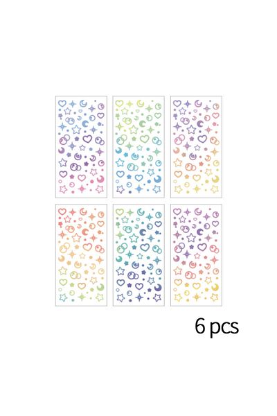 Choice E 6 Pcs Laser Glitter Flat Sticker Diy Cute Label Sticker Waterproof Decorative Sticker For Diary A.