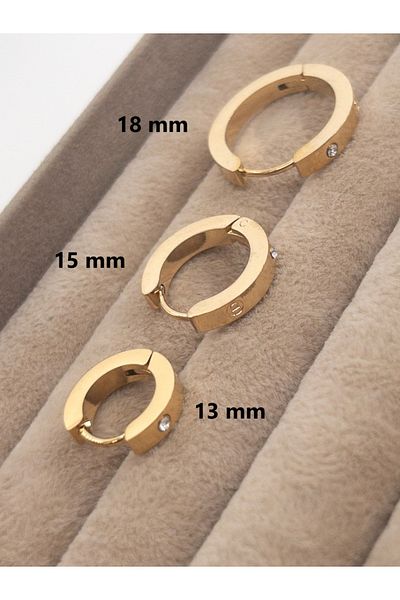 Siya Silver 316L Tarnish Stainless Steel 3-Piece Brand Model Rhinestone Hoop Earring Set