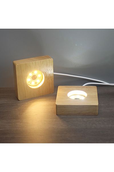 Choice Square Cool White 6000k 6cm Led Solid Wood Lamp Square Night Light Usb Display Lamps Holder Diy Ligh