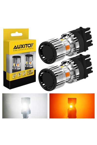 Choice 3157 P27/7w T25 ثنائي اللون Auxito 2 قطعة P27/7w 3157 لمبات LED Canbus Drl مصباح إشارة الانعطاف مصباح وقوف السيارات