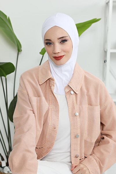 Aisha's Design Χτενισμένο βαμβακερό καπό με λεπτομέρεια σταυρού στο μπροστινό μέρος, TB-4, TB-4, Λευκό