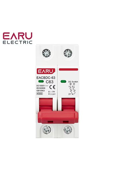EARUELETRIC 2p 63a 2p Dc 1000v Mcb Solar Mini Circuit Breaker Overload Protection Switch 6a 10a 16a 20a 25a 32a