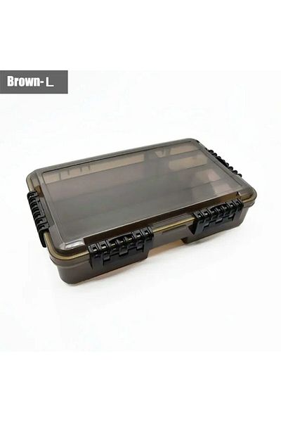 YIRUMEI Light Brown L Waterproof Fishing Tackle Box Large Capacity Fishing Accessories Tool Storage Box Fish