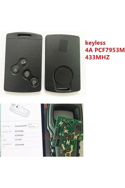 Wilongda With Logo 4 Button Smart Key 433mhz Pcf7953 4a Hitag Chip Passive Keyless Go System For Renault Clio