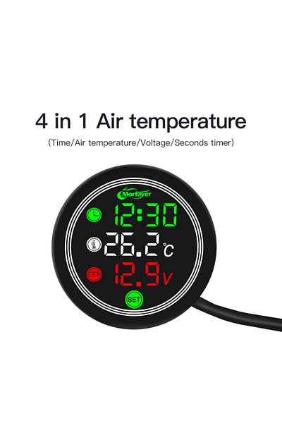 NORXI 4 In 1-air Temp Motorcycle Painel Digital Moto Universal Temperature Clock Mini Full Screen Thermome