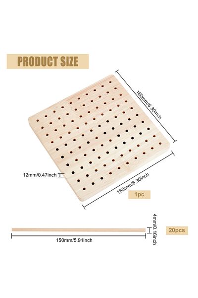 Choice Aech03-01023 1 Bag 6.3x6.3 Inch Crochet Blocking Board Square Wooden Blocking Board With 20pcs 5.9"(