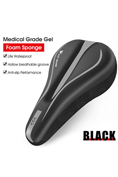 Choice غطاء سرج دراجة مريح وسميك أسود 135 مصنوع من جلد البولي يوريثان وجل الس...