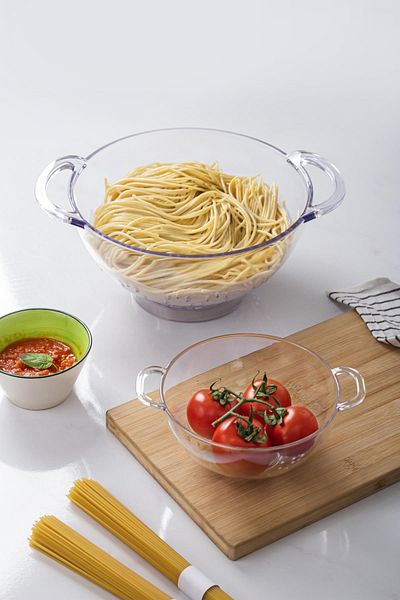 Mu Art Ahşap Acrylic Transparent 2-Piece Strainer Set (Pasta & Rice Strainer)