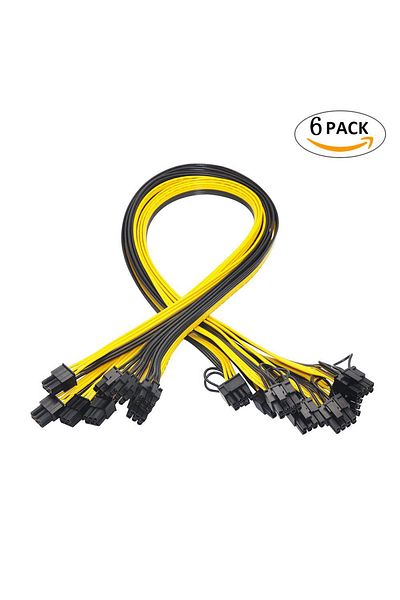 Ninth World 50 سم 6 قطع 6 دبابيس Pci-e إلى 8 دبابيس (6 2) Pci-e (ذكر إلى ذكر) كابل طاقة وحدة معالجة الرسومات 50 سم لبطاقات الرسومات Mi