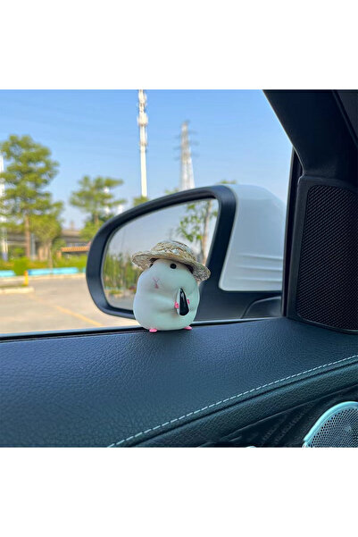 Choice زينة سيارة على شكل هامستر لطيف يرتدي قبعة من القش، وإكسسوارات لوحة الق...